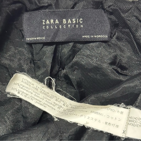 Zara Basic Women’s Tweed Blazer Heather Gray Snap Long Length Medium - Picture 3 of 5